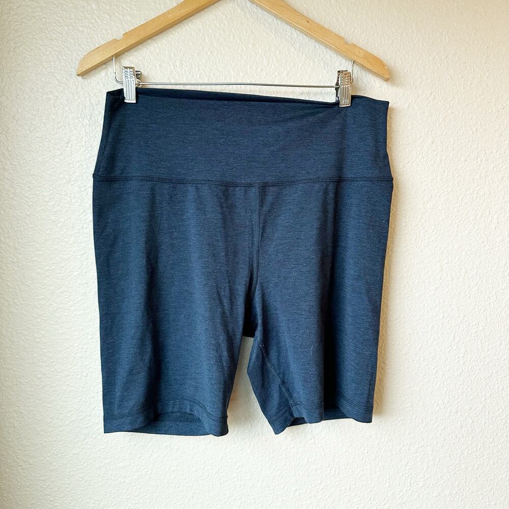 Quince Ultra Soft High Waisted Biker Shorts 7 Inch Heather Navy Blue Womens XL